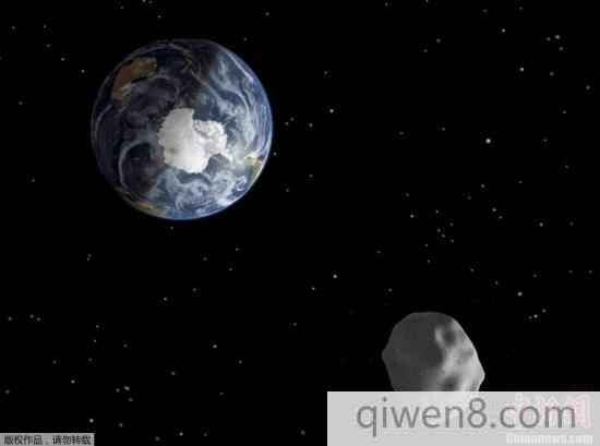 資料圖：2013年，一顆直徑大約為45米的小行星，成為當時天文學家所預測過的類似尺寸天體中以最近距離飛過地球的天體。圖為NASA發布的小行星掠過地球的效果圖。