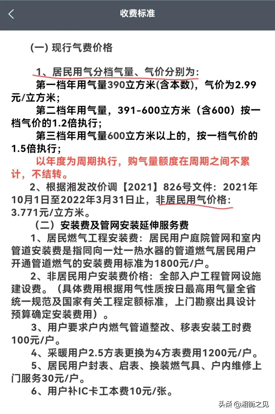 湖南省各市2022年度淡季非居民用氣價格已明確