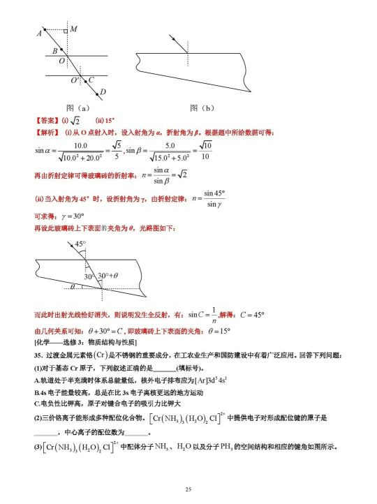 2021年高考理科綜合高考試卷及答案詳細解析