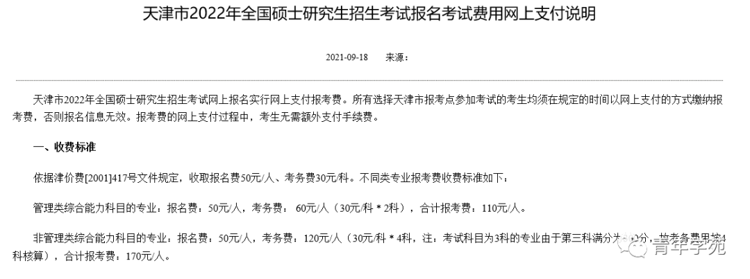 全國各地考研報名費匯總