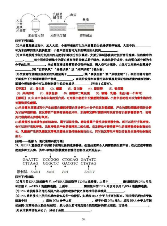 2021年高考理科綜合高考試卷及答案詳細解析