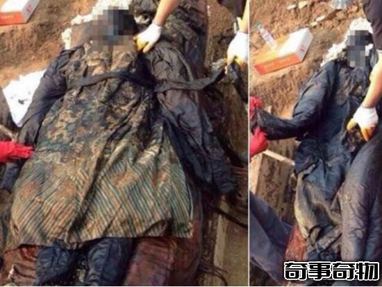 神秘的河南清朝干尸 項城挖出身著清朝官服干尸 五官清晰